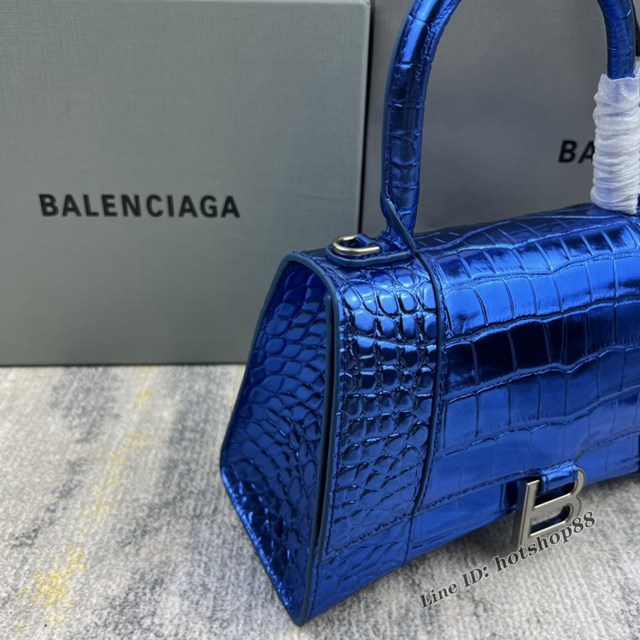 Balenciaga專櫃爆款新色鱷魚紋S號Hourglass沙漏包 巴黎世家頂級原單手提肩背包 款號：8895 fyj1239